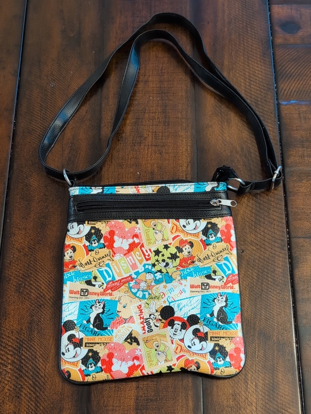 Disney Multicolor Retro Character Crossbody Bag with Black Strap